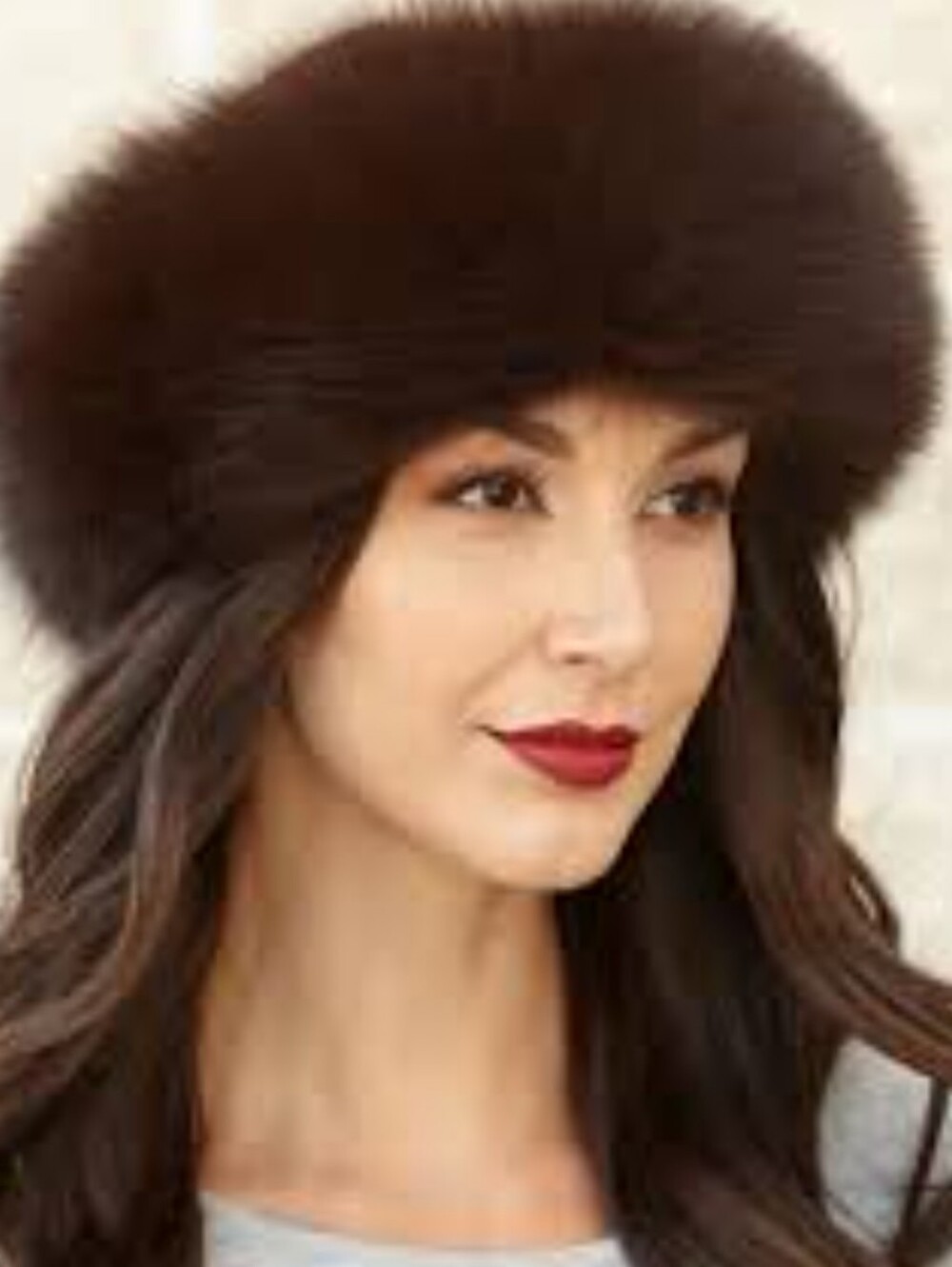 Vintage 80s Brown Mink Fur Trim Knit Hat One Size Luxury Winter